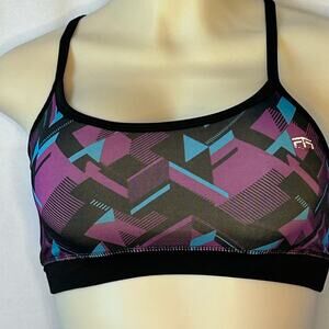 Tapout Sports Bra XS Strappy Back Geometric Print Activewear Gym Top
